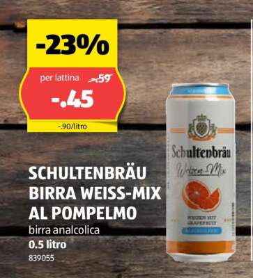 SCHULTENBRÄU BIRRA WEISS MIX AL POMPELMO