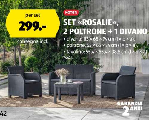 SET «ROSALIE», 2 POLTRONE + 1 DIVANO