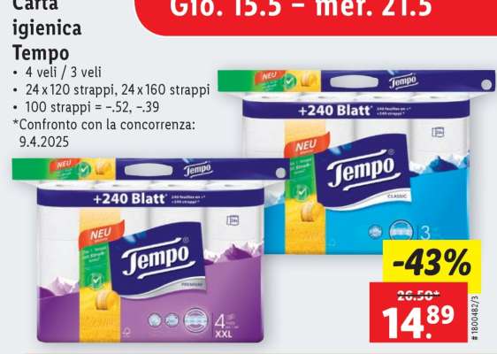 Carta igienica Tempo