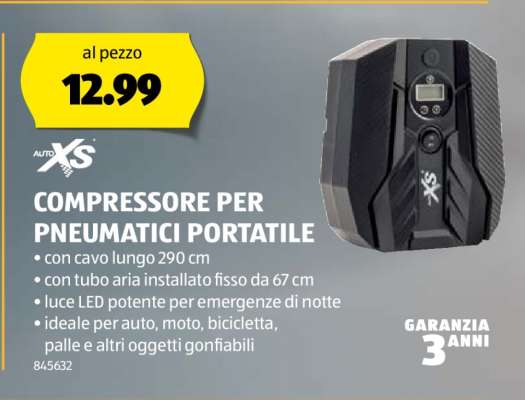 Compressore per pneumatici portatile