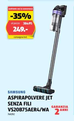 Samsung Aspirapolvere Jet Senza Fili VS20B75AER4/WA