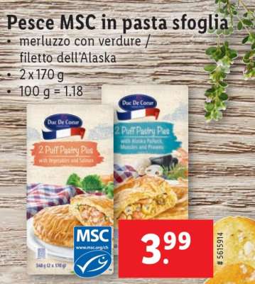Pesce MSC in pasta sfoglia