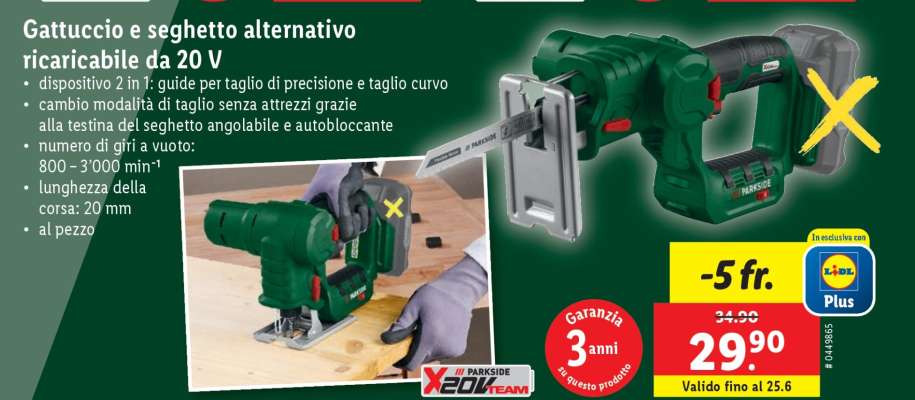 Gattuccio e seghetto alternativo ricaricabile da 20 V