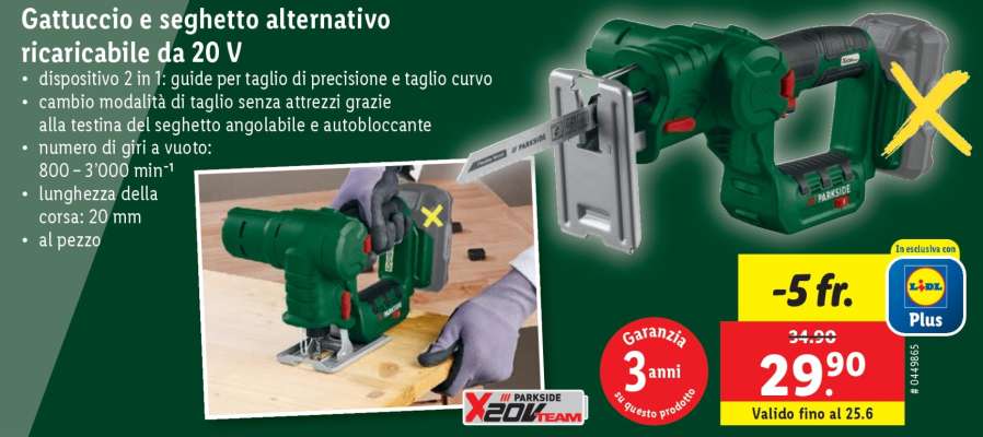 Gattuccio e seghetto alternativo ricaricabile da 20 V