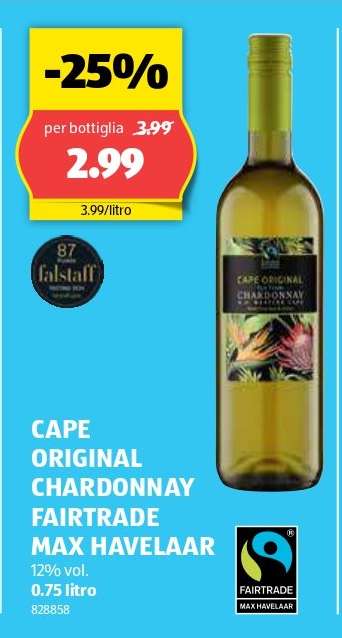 CAPE ORIGINAL CHARDONNAY FAIRTRADE MAX HAVELAAR