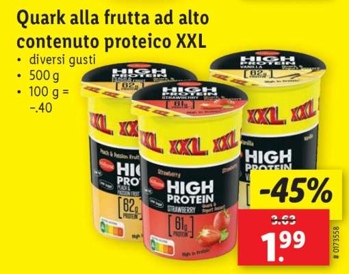 Quark alla frutta ad alto contenuto proteico XXL