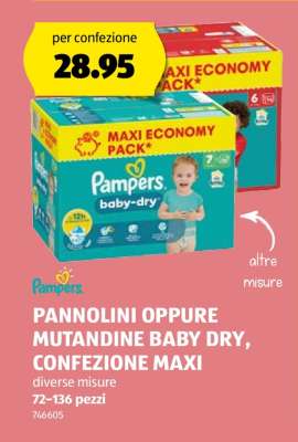 Pampers PANNOLINI OPPURE MUTANDINE BABY DRY, CONFEZIONE MAXI