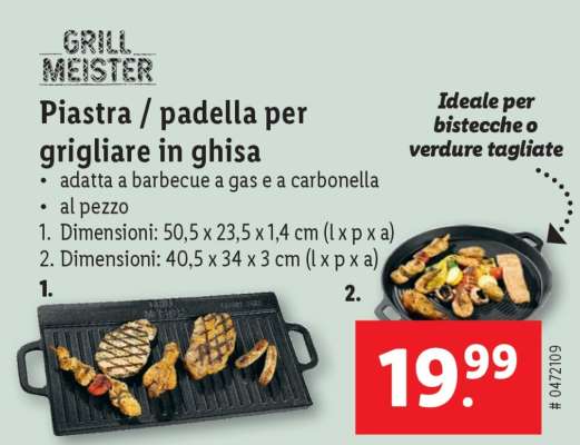 GRILL MEISTER Piastra / padella per grigliare in ghisa