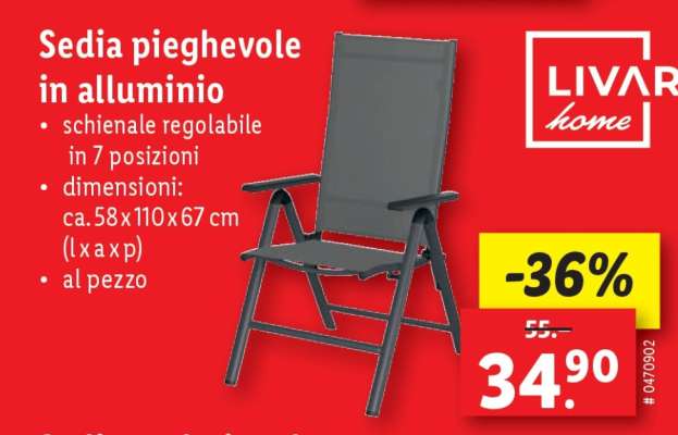 Sedia pieghevole in alluminio