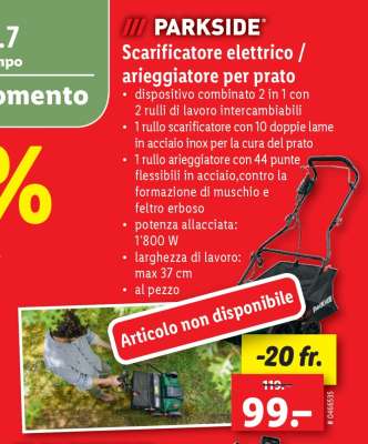 PARKSIDE Scarificatore elettrico / arieggiatore per prato