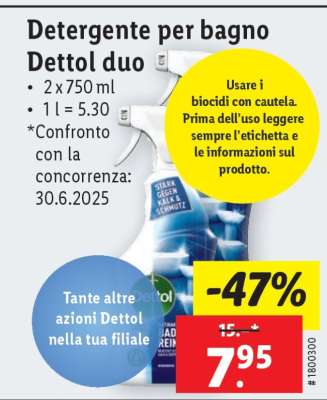 Detergente per bagno Dettol duo