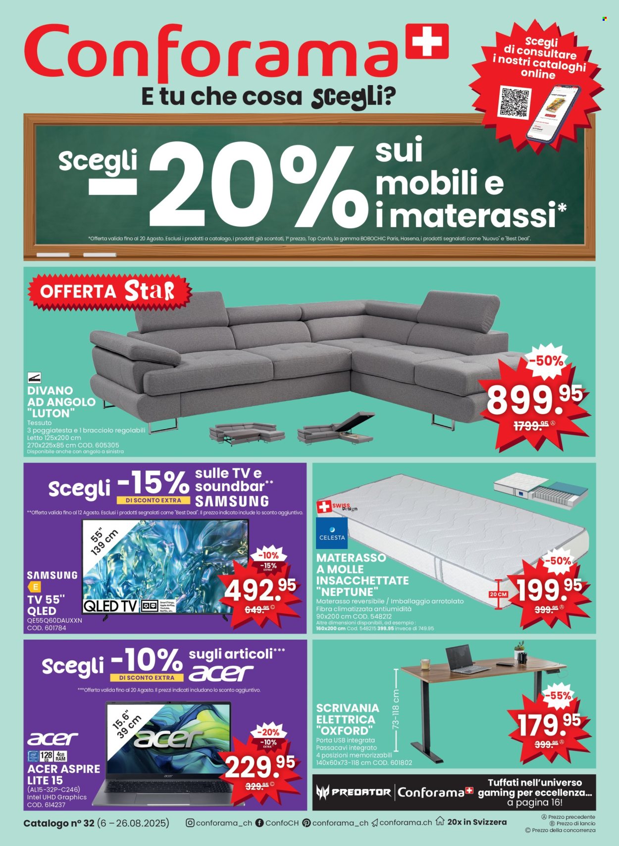 Volantino Conforama - 6.8.2025 - 26.8.2025. Pagina 1. Pagina 1