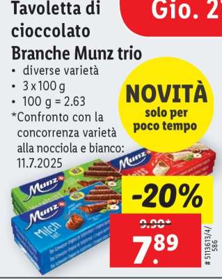 Tavoletta di cioccolato Branche Munz trio
