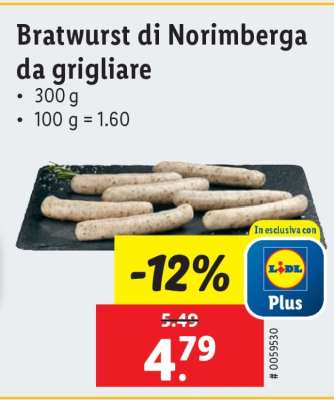 Bratwurst di Norimberga da grigliare