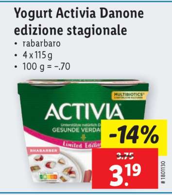Yogurt Activia Danone edizione stagionale
