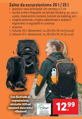 Zaino da escursionismo 20 l / 25 l