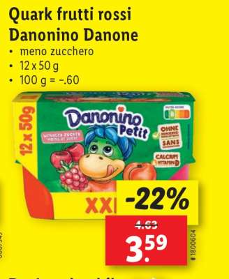 Quark frutti rossi Danonino Danone
