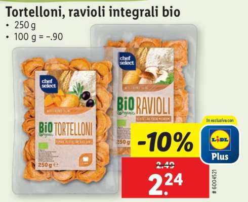 Tortelloni, ravioli integrali bio