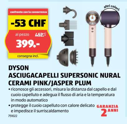 DYSON ASCIUGACAPELLI SUPERSONIC NURAL CERAMI PINK/JASPER PLUM