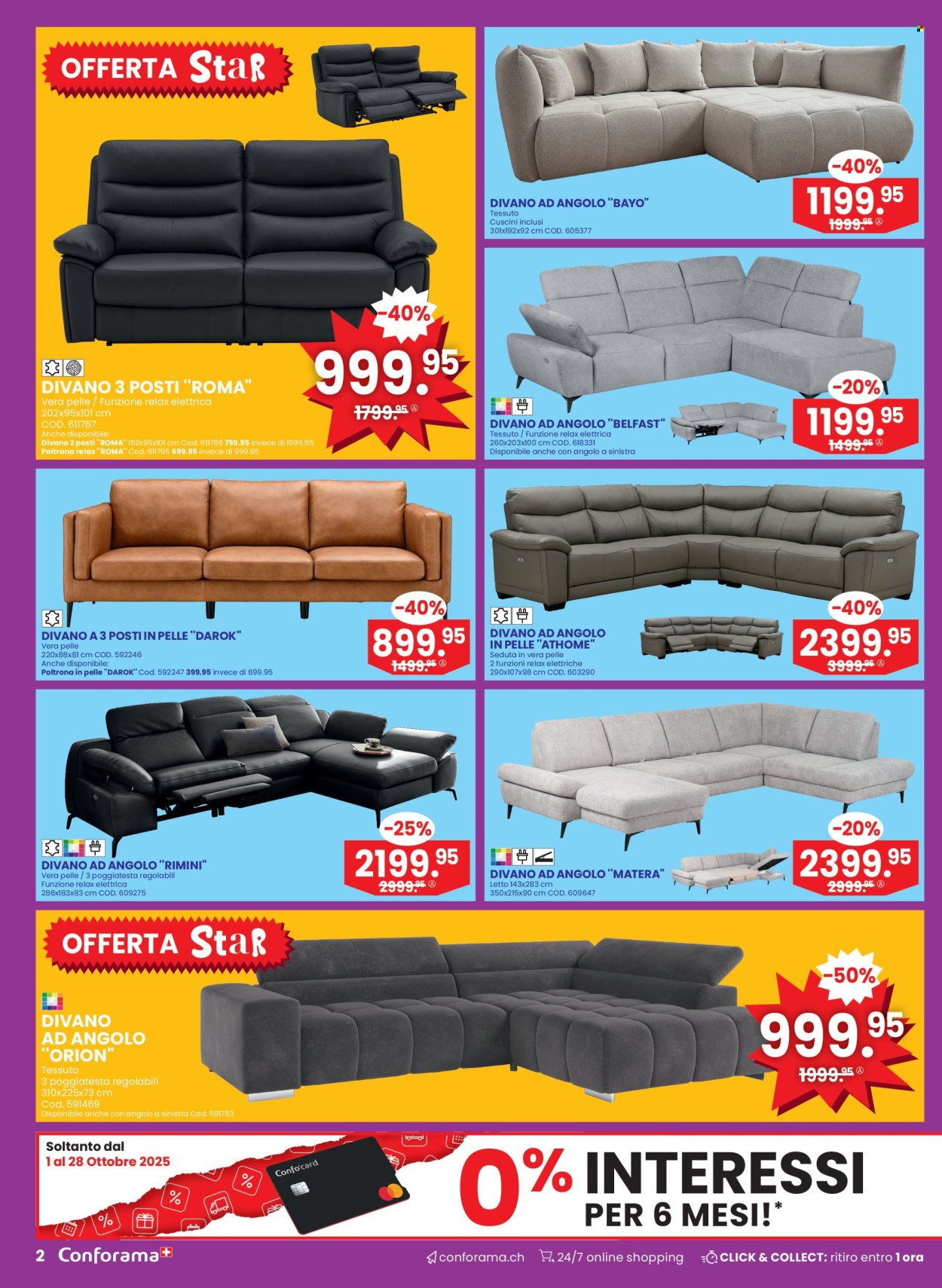 Volantino Conforama - 1.10.2025 - 14.10.2025. Pagina 2. Pagina 2