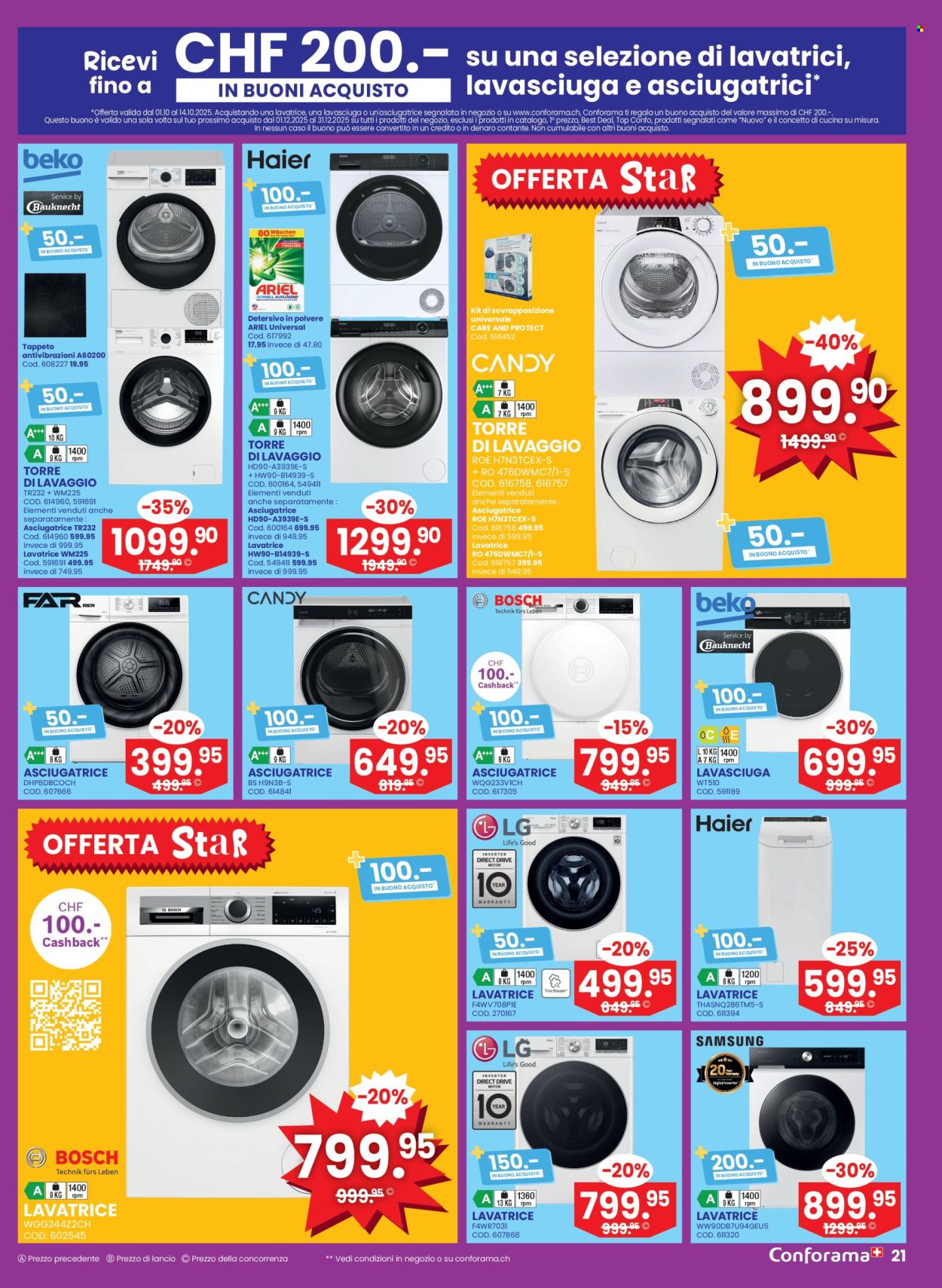 Volantino Conforama - 1.10.2025 - 14.10.2025. Pagina 21. Pagina 21