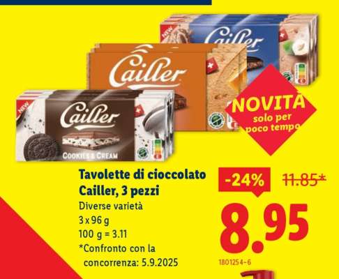Tavolette di cioccolato Cailler, 3 pezzi