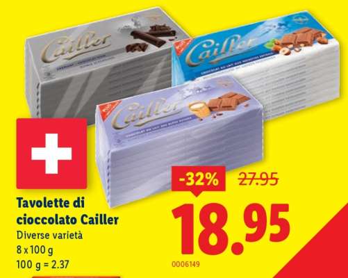 Tavolette di cioccolato Cailler