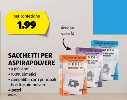 SACCHETTI PER ASPIRAPOLVERE