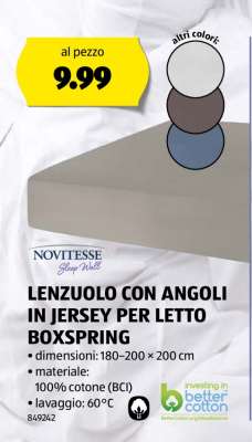 NOVITESSE Lenzuolo con angoli in jersey per letto boxspring