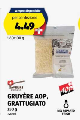 GRUYÈRE AOP, GRATTUGIATO