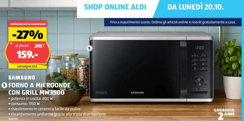 SAMSUNG FORNO A MICROONDE CON GRILL MW3500