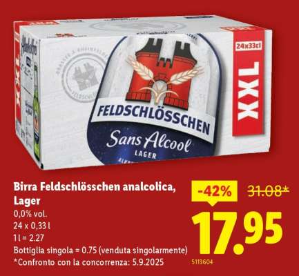 Birra Feldschlösschen analcolica, Lager