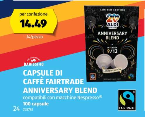 CAPSULE DI CAFFÈ FAIRTRADE ANNIVERSARY BLEND