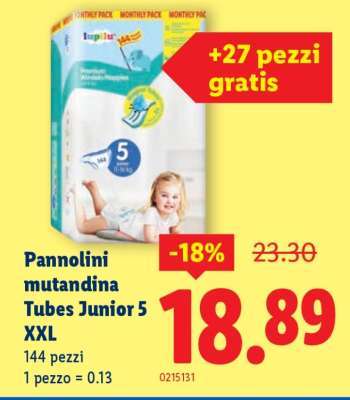 Pannolini mutandina Tubes Junior 5 XXL