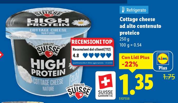 Cottage cheese ad alto contenuto proteico