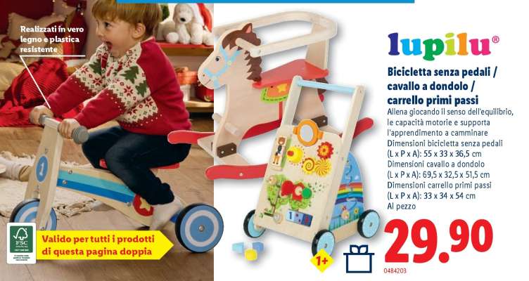 lupilu Bicicletta senza pedali / cavallo a dondolo / carrello primi passi