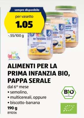 ALIMENTI PER LA PRIMA INFANZIA BIO, PAPPA SERALE