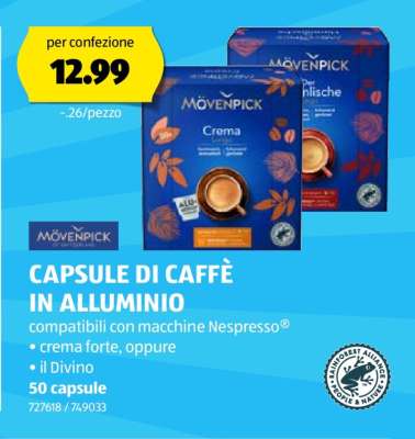 Mövenpick Capsule di Caffè in Alluminio