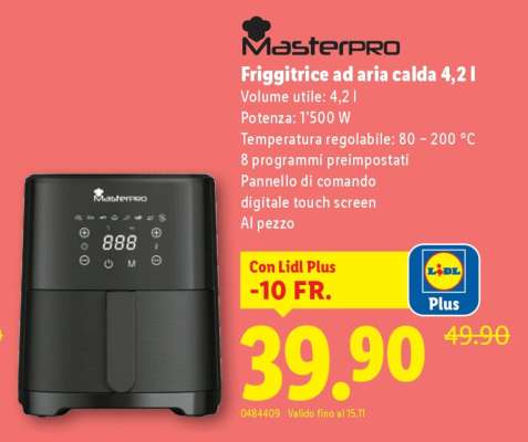 Masterpro Friggitrice ad aria calda 4,2 l