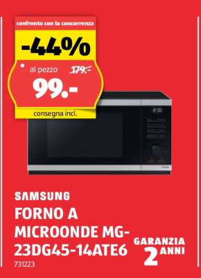 SAMSUNG FORNO A MICROONDE MG-23DG45-14ATE6