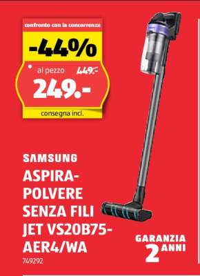 Samsung Aspirapolvere Senza Fili Jet VS20B75-AER4/WA