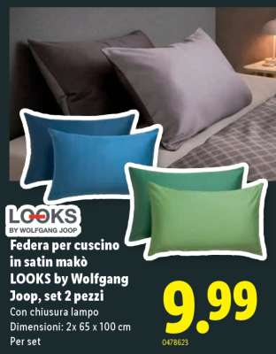 Federa per cuscino in satin makò LOOKS by Wolfgang Joop, set 2 pezzi