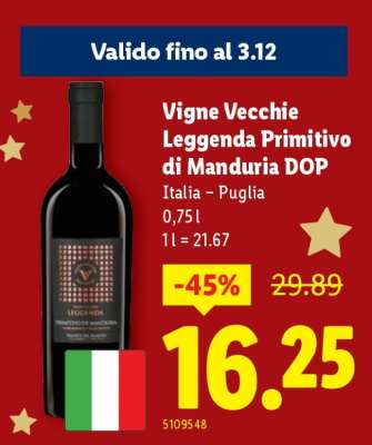 Vigne Vecchie Leggenda Primitivo di Manduria DOP