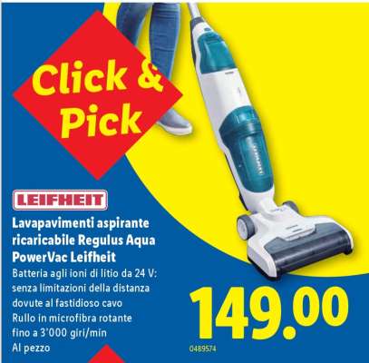 Leifheit Lavapavimenti aspirante ricaricabile Regulus Aqua PowerVac