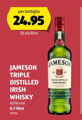 JAMESON TRIPLE DISTILLED IRISH WHISKY