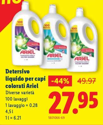 Detersivo liquido per capi colorati Ariel