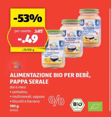 ALIMENTAZIONE BIO PER BEBÈ, PAPPA SERALE