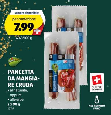 Pancetta da mangiare cruda