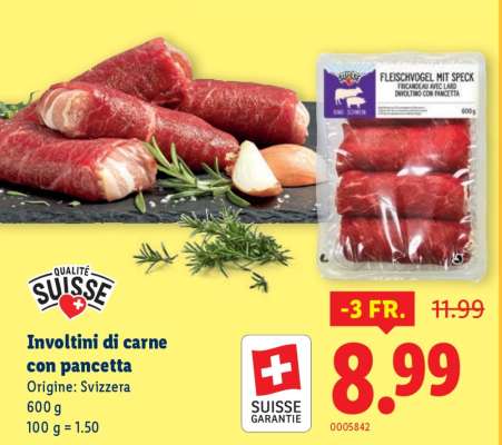 Involtini di carne con pancetta