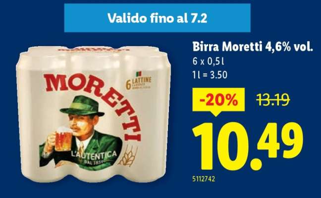 Birra Moretti 4,6% vol.